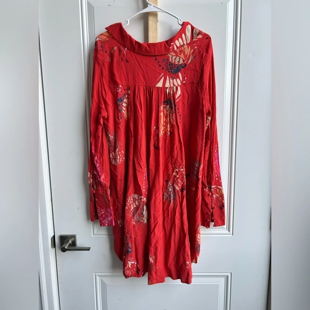 Free People Tunic | Red abstract Euc | womens size M